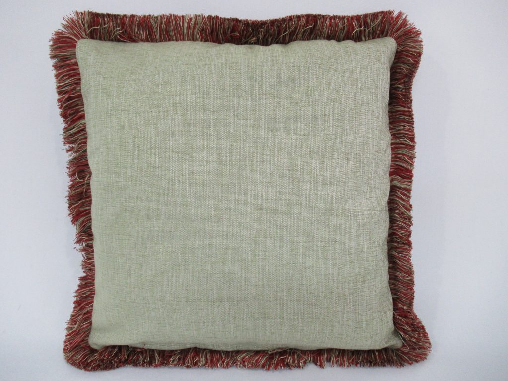 Line and Color Throw Pillow - Light Green With Decorative Fringe